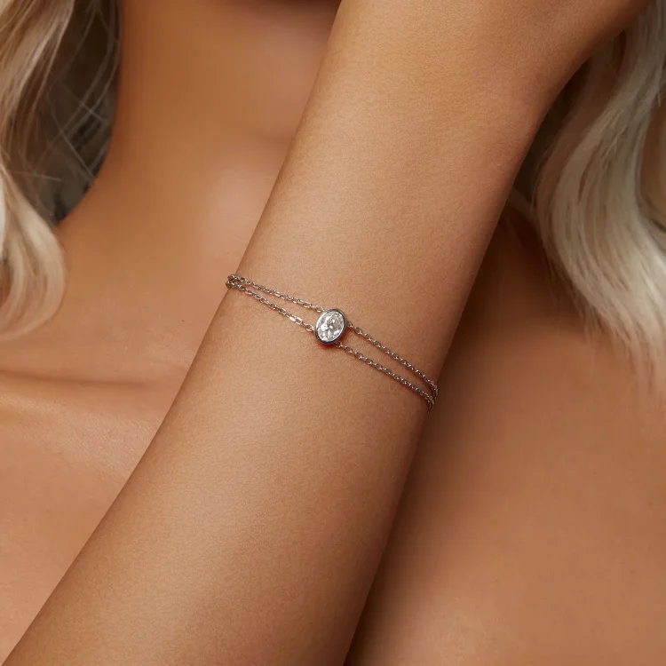 PANDORA Style 1Ct dvoslojna zapestnica iz moissanita (en certifikat) - MSB012