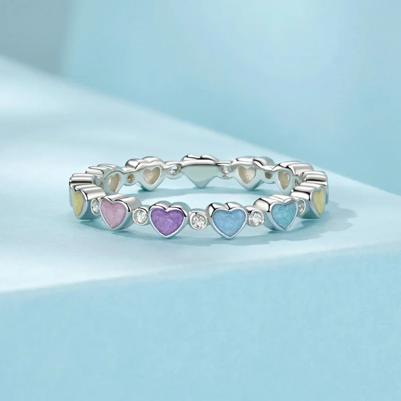 (slika za) PANDORA Style Barvit dopaminski prstan v obliki srca - SCR995 - Ogled 3