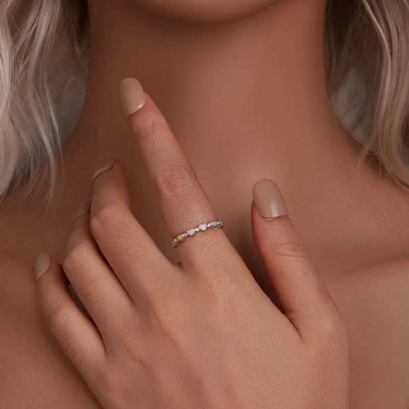 (slika za) PANDORA Style Barvit dopaminski prstan v obliki srca - SCR995 - Ogled 5