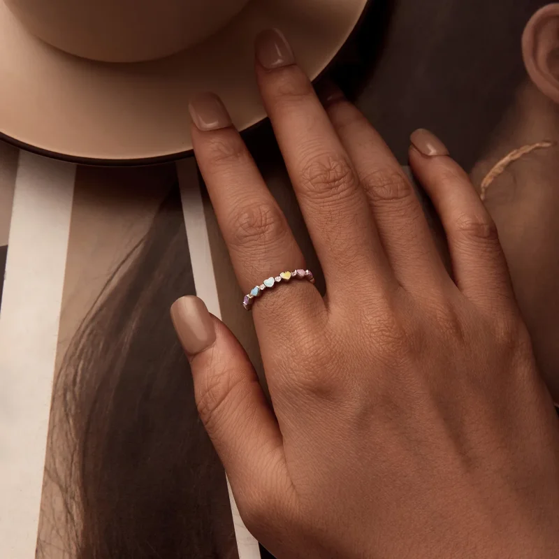 (slika za) PANDORA Style Barvit dopaminski prstan v obliki srca - SCR995 - Ogled 6