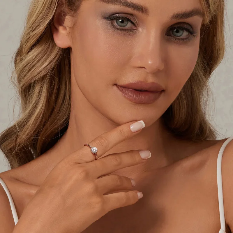 (slika za) PANDORA Style Bleščeč prstan iz moissanita 1Ct (en certifikat) - MSR044 - Ogled 4