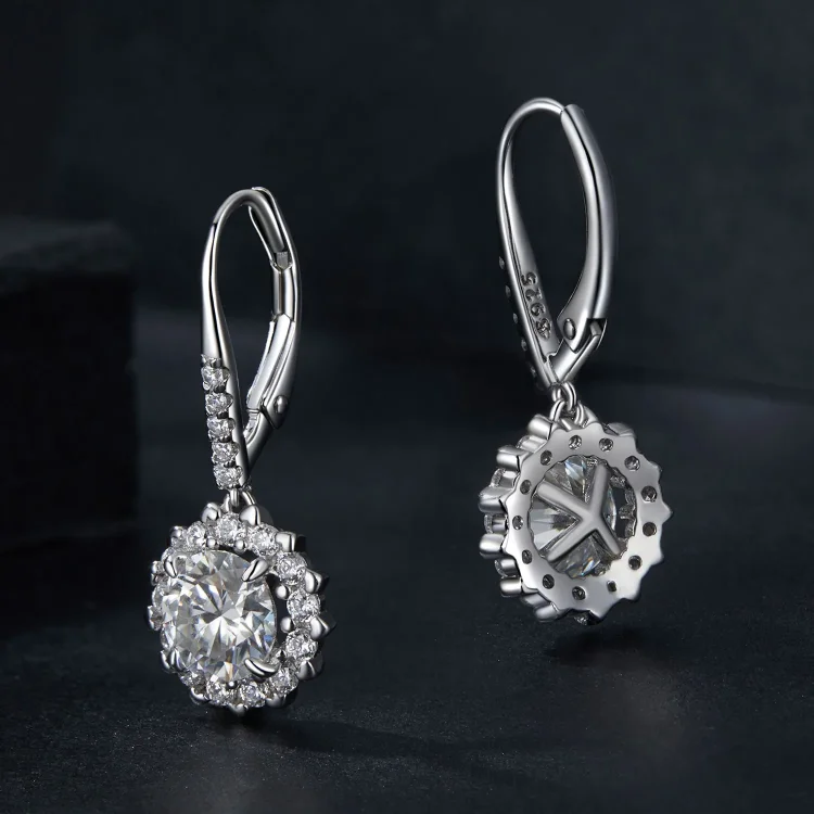 PANDORA Style Bleščeči uhani iz moissanita 1Ct (dva certifikata) - MSE046