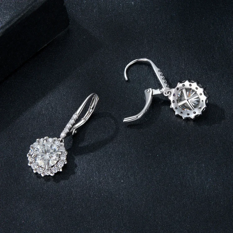 PANDORA Style Bleščeči uhani iz moissanita 1Ct (dva certifikata) - MSE046