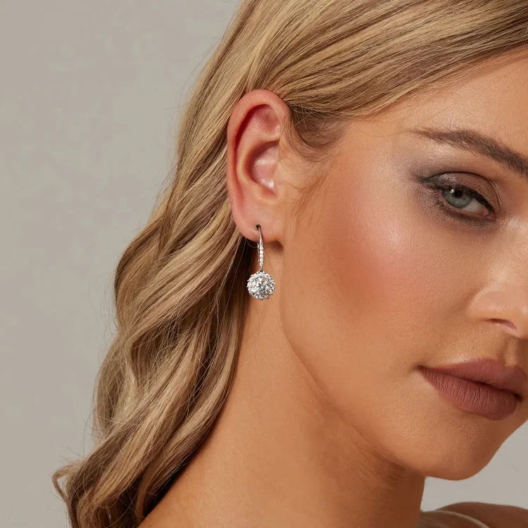 PANDORA Style Bleščeči uhani iz moissanita 1Ct (dva certifikata) - MSE046