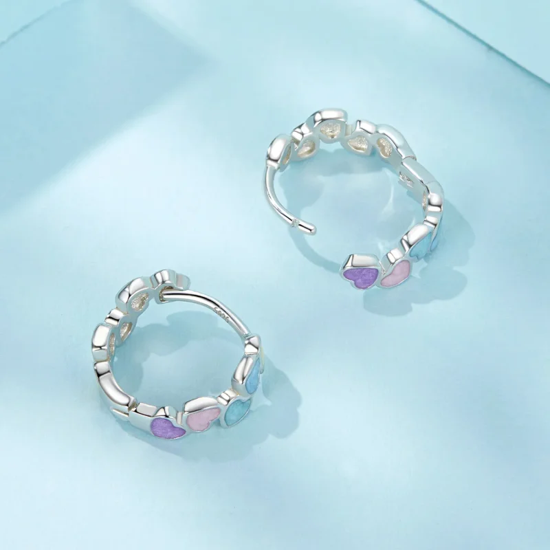 (slika za) Pisani uhani z dopaminom v obliki srca v slogu PANDORA - SCE1694 - Ogled 4