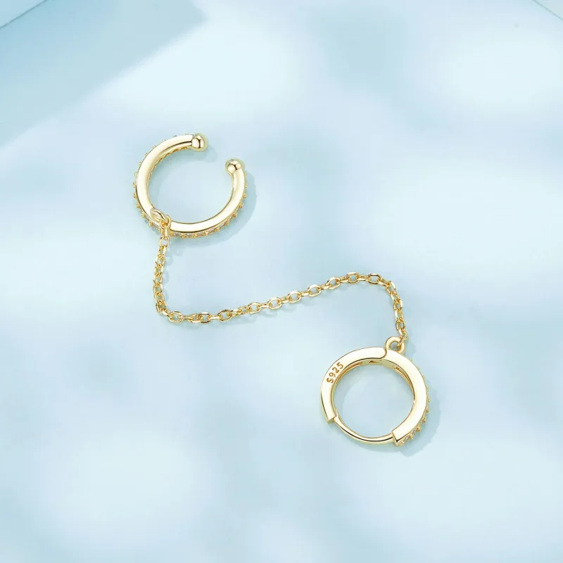 (slika za) Pozlačene ušesne manšete v slogu PANDORA - SCE1679-B - Ogled 4