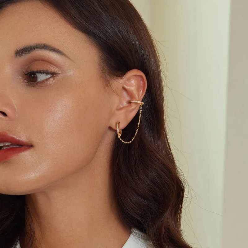 (slika za) Pozlačene ušesne manšete v slogu PANDORA - SCE1679-B - Ogled 6