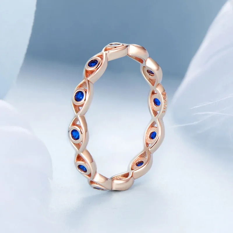 (slika za) Prstan s hudičevim očesom iz rožnatega zlata v stilu PANDORA - BSR212-C - Ogled 2