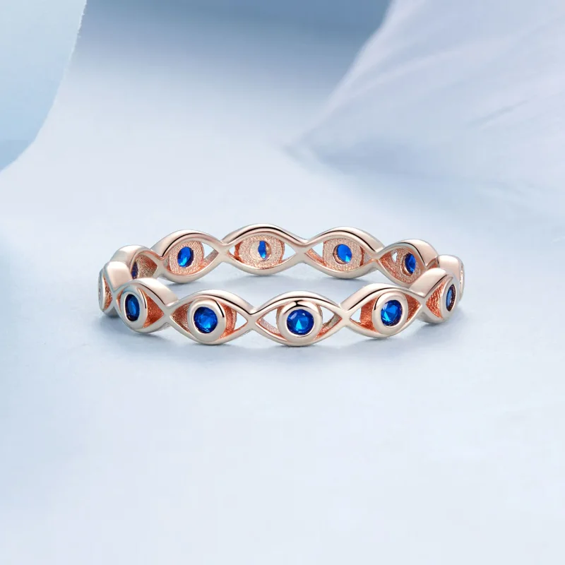 (slika za) Prstan s hudičevim očesom iz rožnatega zlata v stilu PANDORA - BSR212-C - Ogled 3