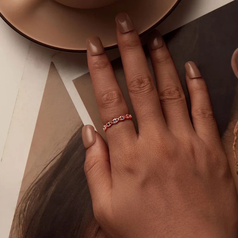 (slika za) Prstan s hudičevim očesom iz rožnatega zlata v stilu PANDORA - BSR212-C - Ogled 4