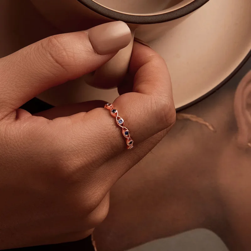 (slika za) Prstan s hudičevim očesom iz rožnatega zlata v stilu PANDORA - BSR212-C - Ogled 5