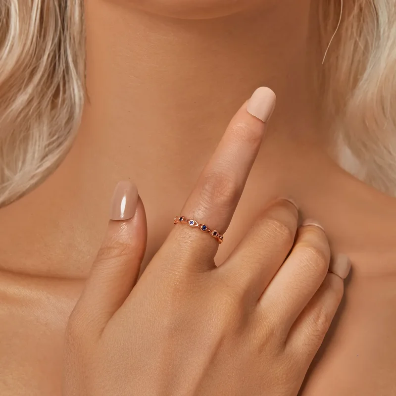 (slika za) Prstan s hudičevim očesom iz rožnatega zlata v stilu PANDORA - BSR212-C - Ogled 6