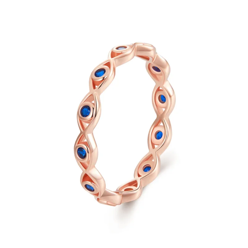 (slika za) Prstan s hudičevim očesom iz rožnatega zlata v stilu PANDORA - BSR212-C - Slika izdelka