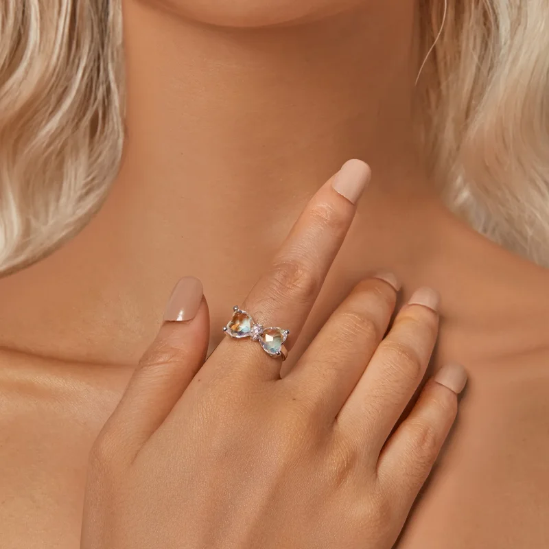 (slika za) Prstan s pentljo v stilu PANDORA, velik sredinski kamniti prstan - SCR1000 - Ogled 5