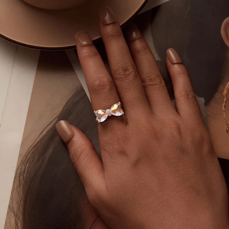 (slika za) Prstan s pentljo v stilu PANDORA, velik sredinski kamniti prstan - SCR1000 - Ogled 6