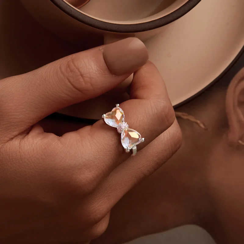 (slika za) Prstan s pentljo v stilu PANDORA, velik sredinski kamniti prstan - SCR1000 - Ogled 7