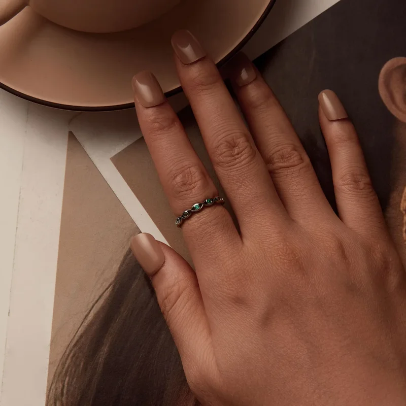 (slika za) Prstan s črnim pozlačenjem v stilu PANDORA s hudičevim očesom - BSR212-D - Ogled 4