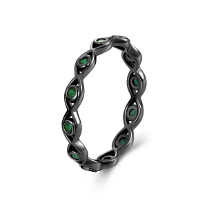 (slika za) Prstan s črnim pozlačenjem v stilu PANDORA s hudičevim očesom - BSR212-D