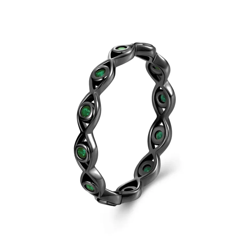 (slika za) Prstan s črnim pozlačenjem v stilu PANDORA s hudičevim očesom - BSR212-D - Slika izdelka