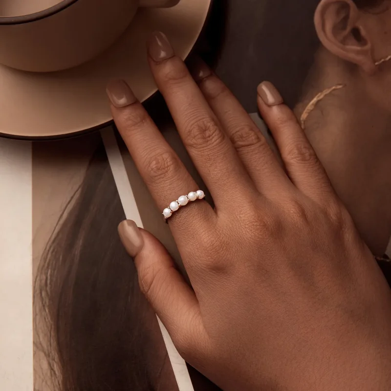 (slika za) Prstan z naravnimi biseri v stilu PANDORA - BSR510 - Ogled 6