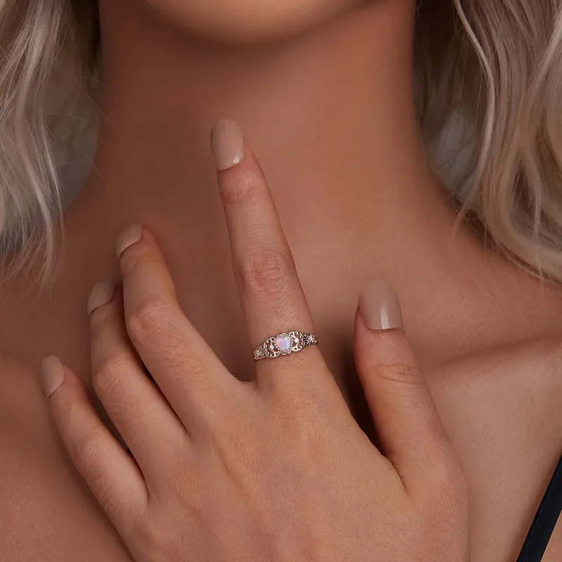 (slika za) Prstan z roza opalom v stilu PANDORA - BSR512 - Ogled 5