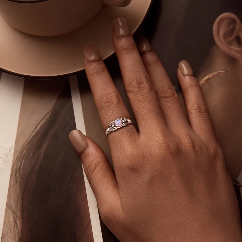 (slika za) Prstan z roza opalom v stilu PANDORA - BSR512 - Ogled 6