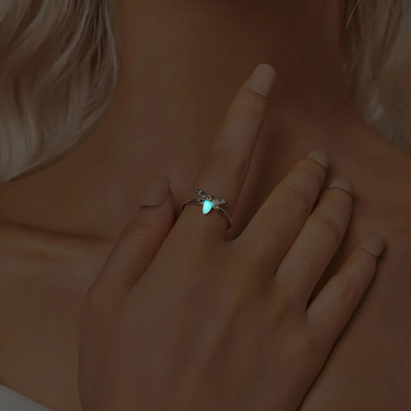 (slika za) Svetleči prstan s čebelo v stilu PANDORA - BSR521-E - Ogled 7