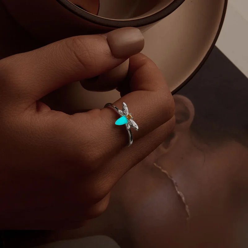 (slika za) Svetleči prstan s čebelo v stilu PANDORA - BSR521-E - Ogled 9