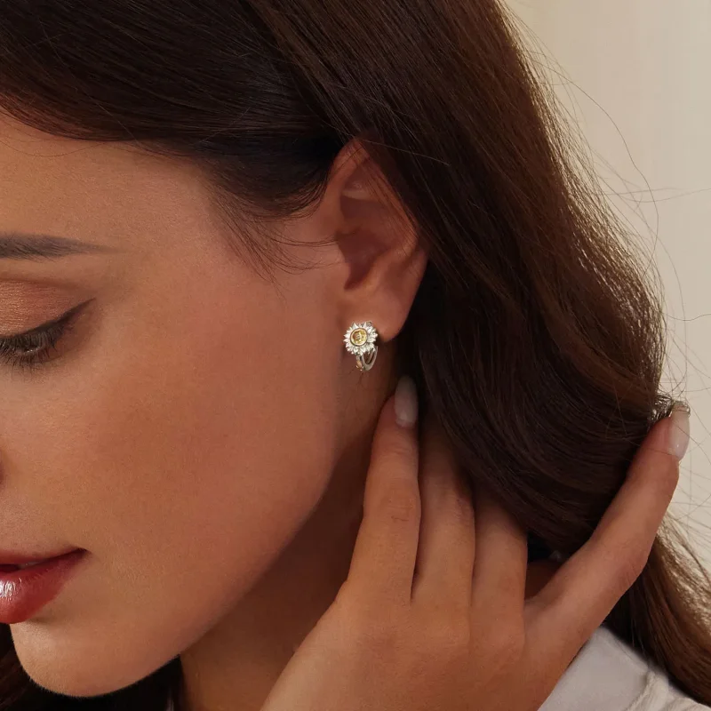 (slika za) Uhani s sončnicami v stilu PANDORA - BSE966 - Ogled 7