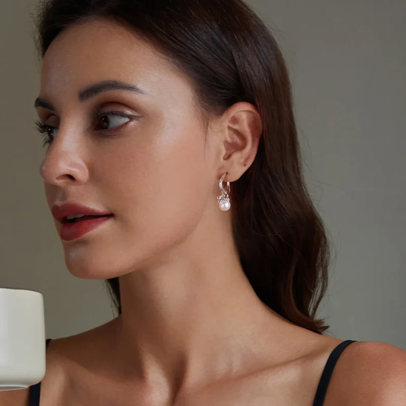 (slika za) Uhani v obliki mačje školjke v stilu PANDORA - SCE1692 - Ogled 6