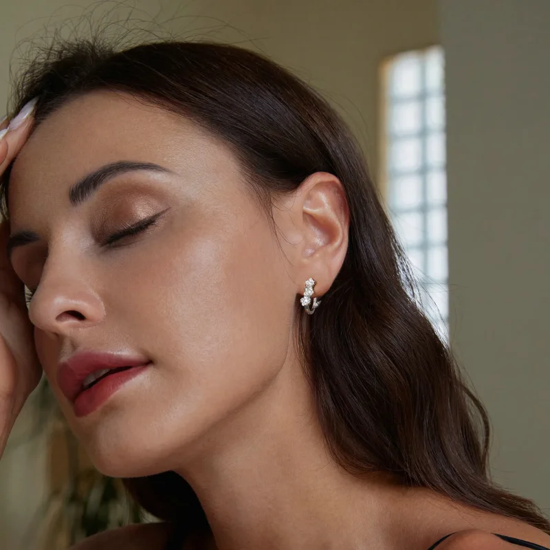 (slika za) Cvetlični uhani v stilu PANDORA - BSE982 - Ogled 6