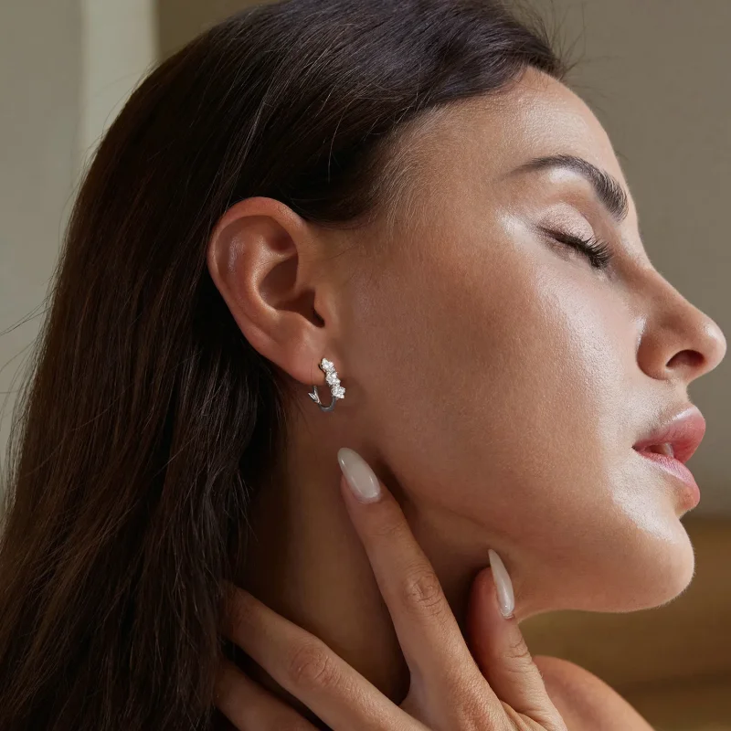 (slika za) Cvetlični uhani v stilu PANDORA - BSE982 - Ogled 7