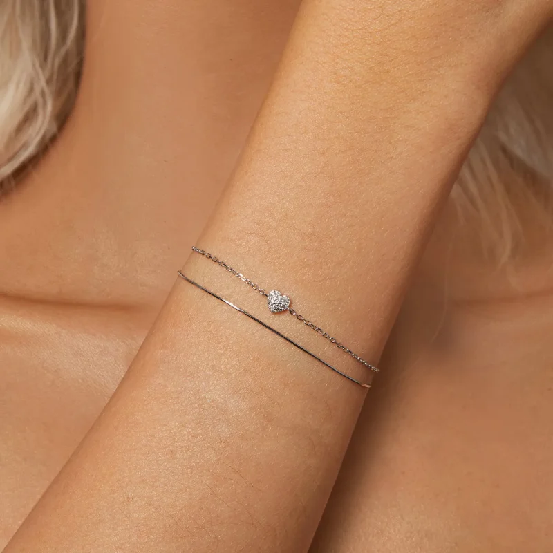 (slika za) Dvoslojna zapestnica s svetlečim srcem v stilu PANDORA - BSB169 - Ogled 5