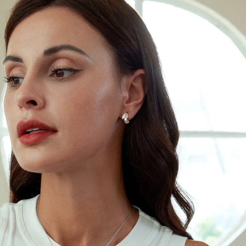 (slika za) Enostavni uhani z žepni v stilu PANDORA - BSE971 - Ogled 6