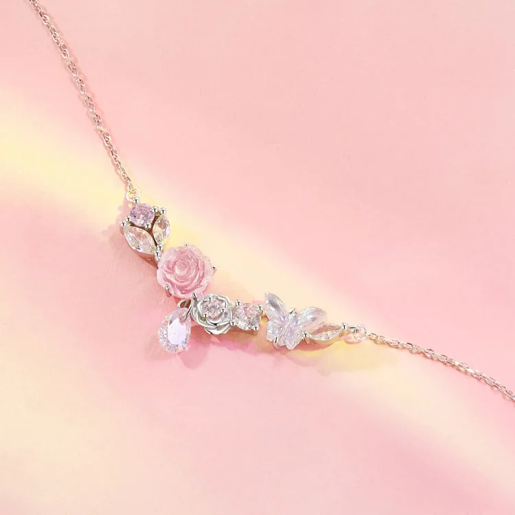 Fantasy Butterfly Flower ogrlica v stilu PANDORA - SCN521