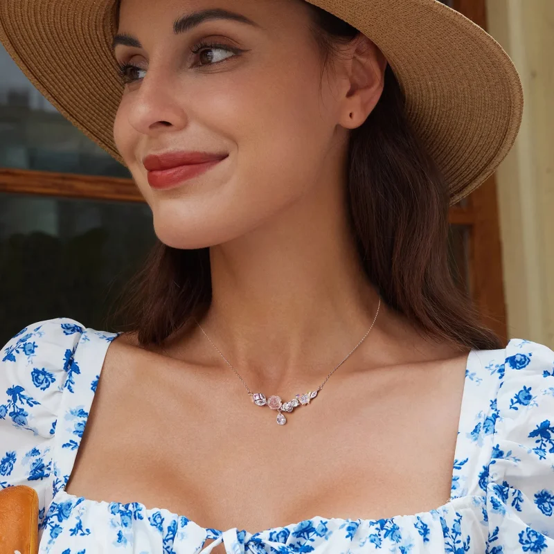 (slika za) Fantasy Butterfly Flower ogrlica v stilu PANDORA - SCN521 - Ogled 6