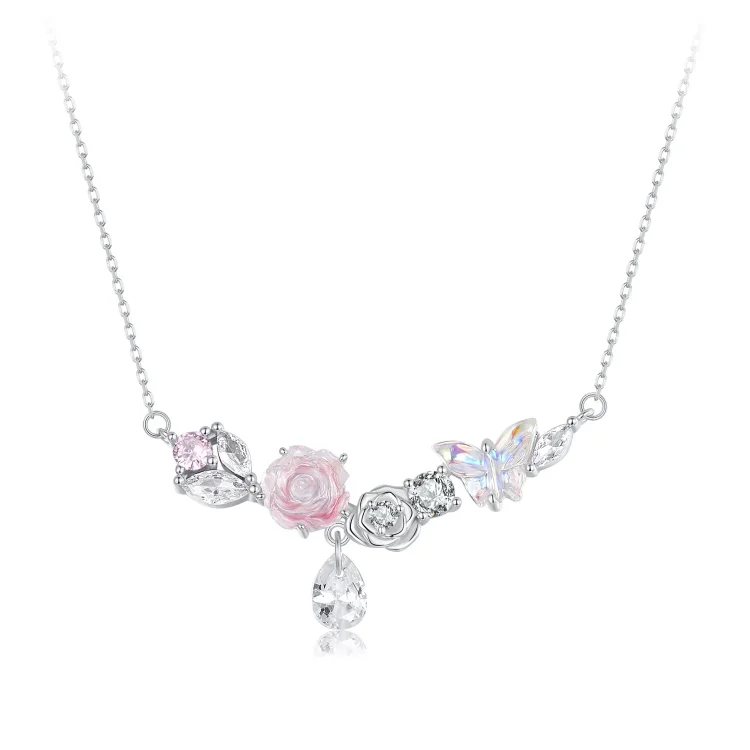 Fantasy Butterfly Flower ogrlica v stilu PANDORA - SCN521
