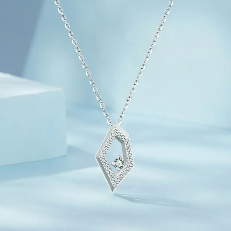 (slika za) Geometrična bleščeča ogrlica v stilu PANDORA - SCN517 - Ogled 3