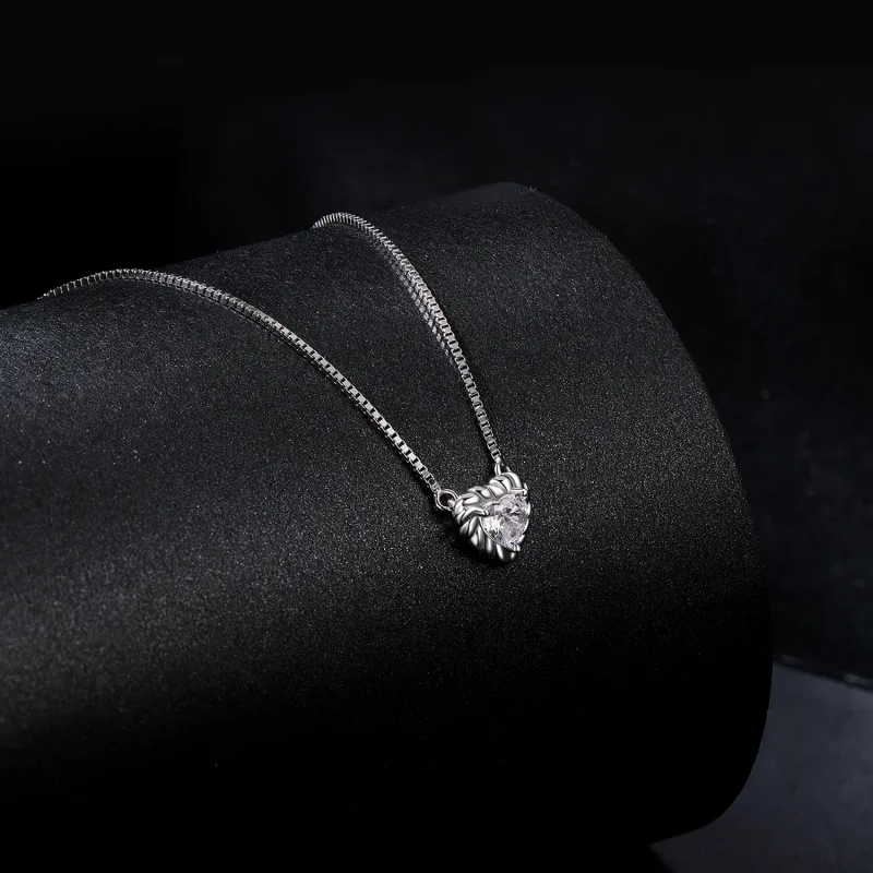 (slika za) Izjemna ogrlica za ključnico v stilu PANDORA v obliki srca iz moissanita (en cer - Ogled 2