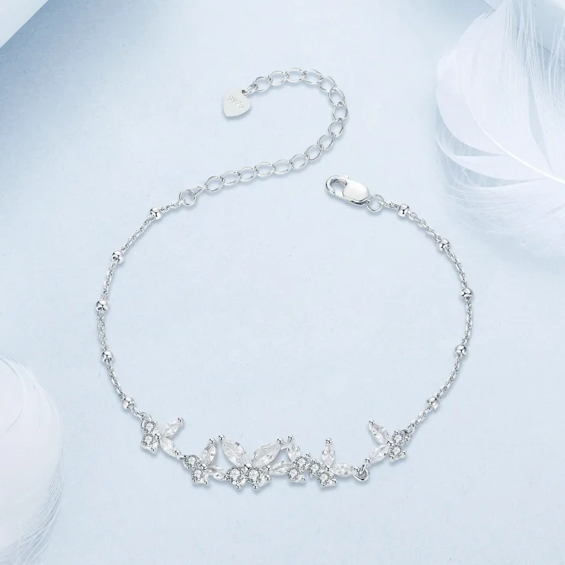 (slika za) Leteča zapestnica z metulji v stilu PANDORA - BSB162 - Ogled 3