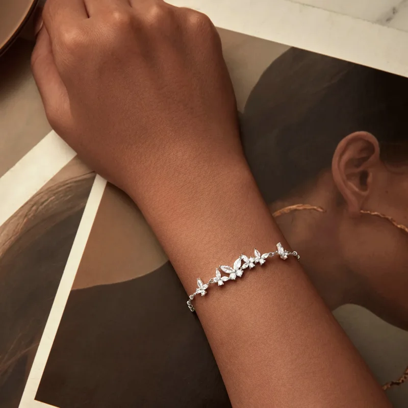 (slika za) Leteča zapestnica z metulji v stilu PANDORA - BSB162 - Ogled 4