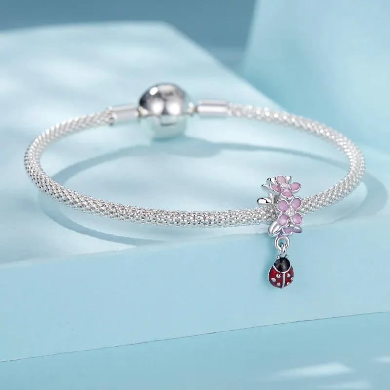 (slika za) Ločevalne kroglice s cvetličnimi pikapolonicami v stilu PANDORA - SCC2740 - Ogled 3