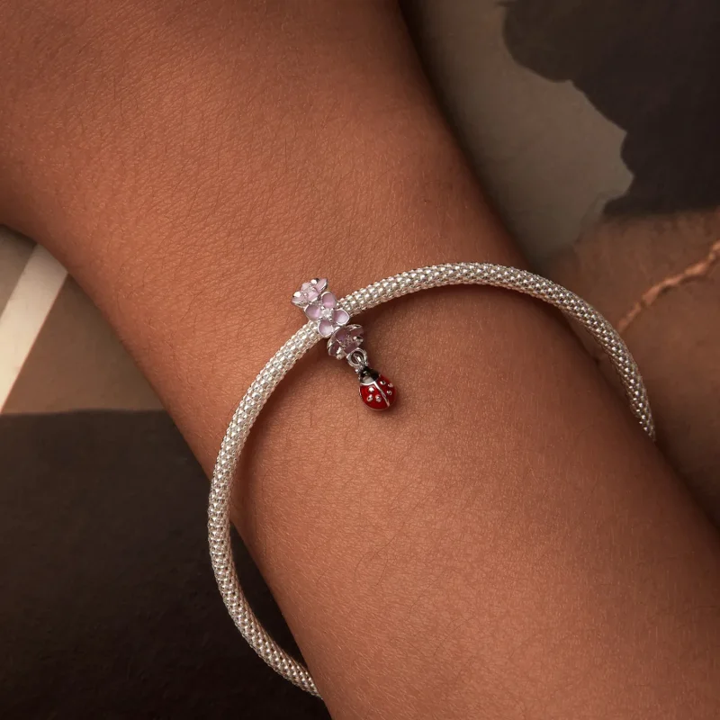 (slika za) Ločevalne kroglice s cvetličnimi pikapolonicami v stilu PANDORA - SCC2740 - Ogled 7