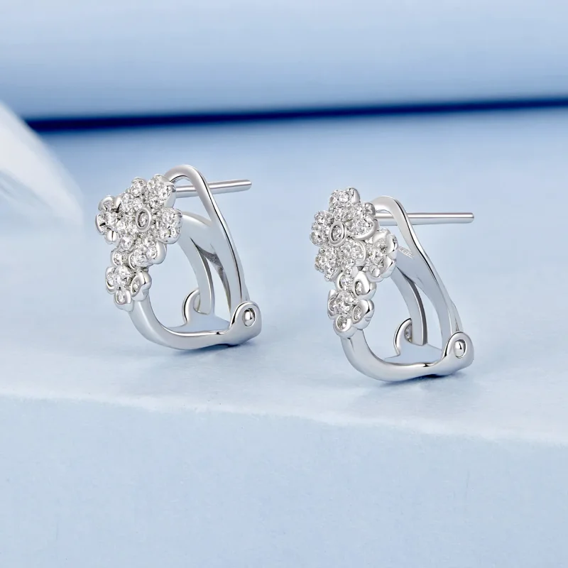 (slika za) Majhni cvetlični ušesni gumbi v slogu PANDORA - BSE975 - Ogled 2