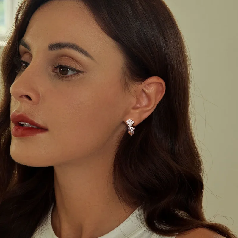 (slika za) Majhni cvetlični ušesni gumbi v slogu PANDORA - BSE975 - Ogled 6