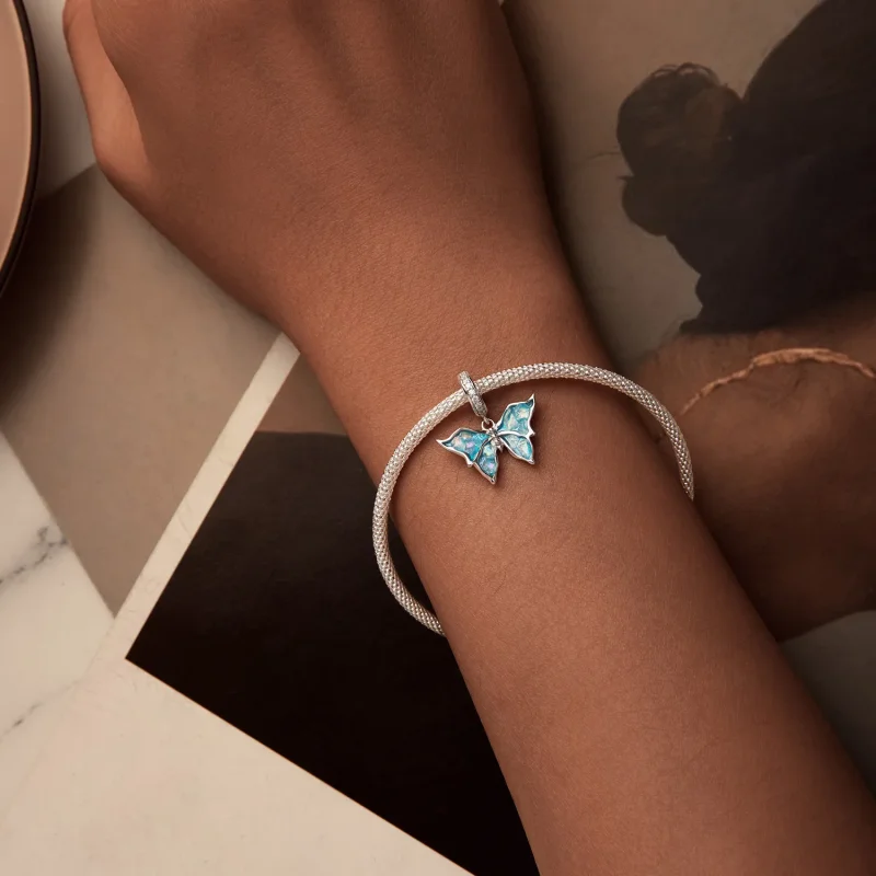 (slika za) Modri obesek Morpho v stilu PANDORA - BSC982 - Ogled 5