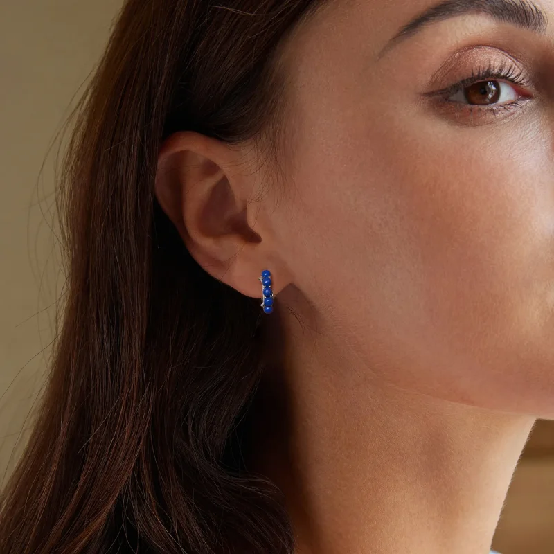 (slika za) Modri uhani v obliki kroglice PANDORA - BSE984 - Ogled 7