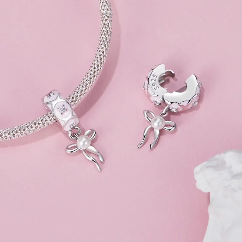 (slika za) Obesek s zaponkami za baletni lok v stilu PANDORA - SCC2763 - Ogled 5