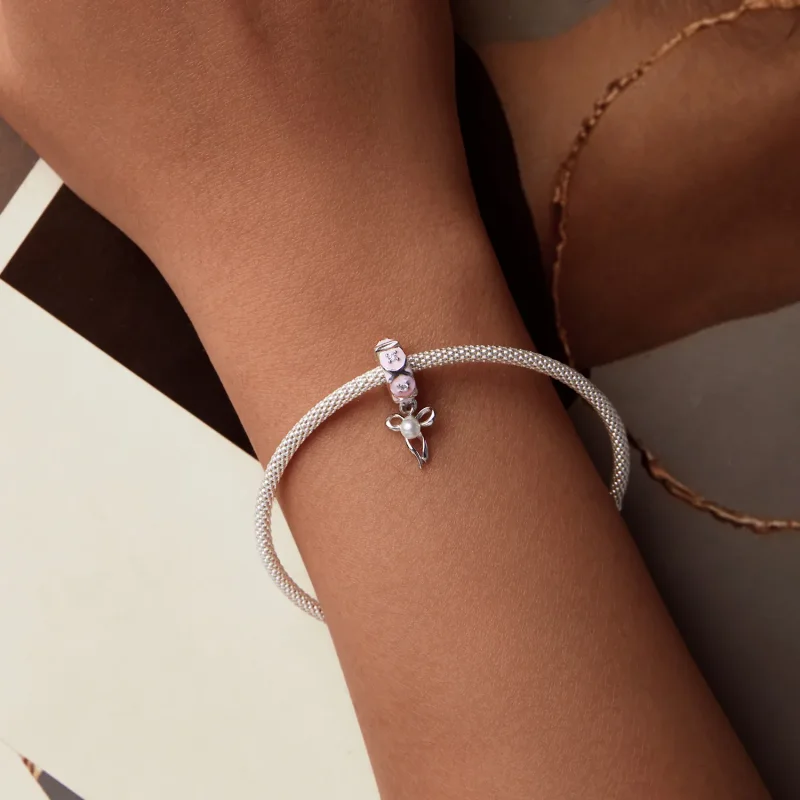 (slika za) Obesek s zaponkami za baletni lok v stilu PANDORA - SCC2763 - Ogled 6