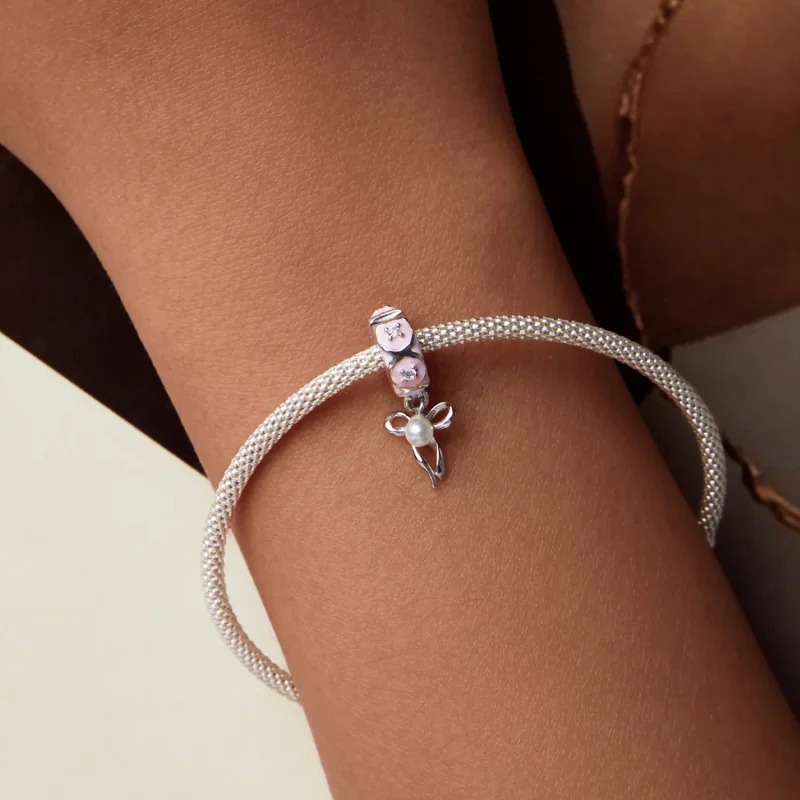 (slika za) Obesek s zaponkami za baletni lok v stilu PANDORA - SCC2763 - Ogled 7